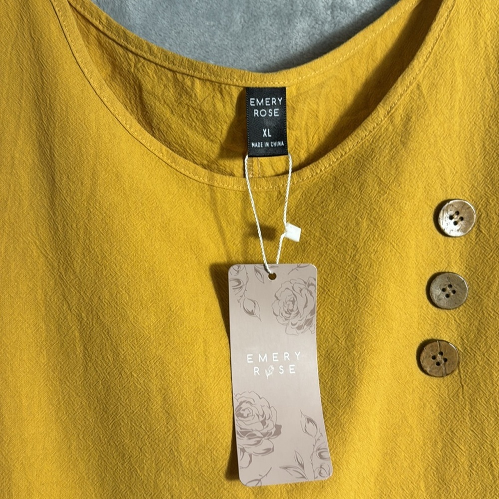 Yellow Dress NWT Emery Rose Dress‎ asymmetrical hem women’s XL lightweight - Picture 2 of 13